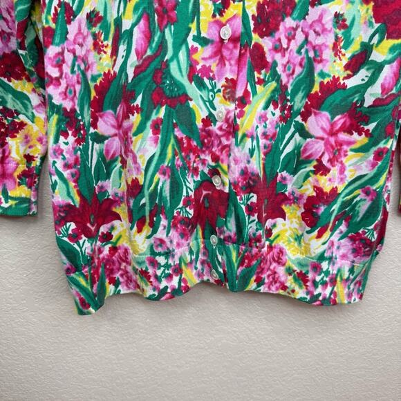 TALBOTS Charming Cardigan Button Front Spring Floral Multicolor Size XLP - Picture 6 of 13